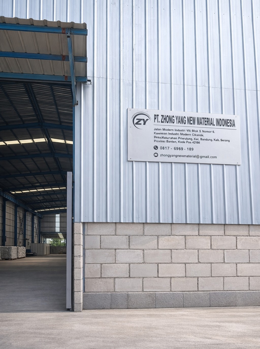 Gudang Produksi PT. Zhong Yang New Material Indonesia